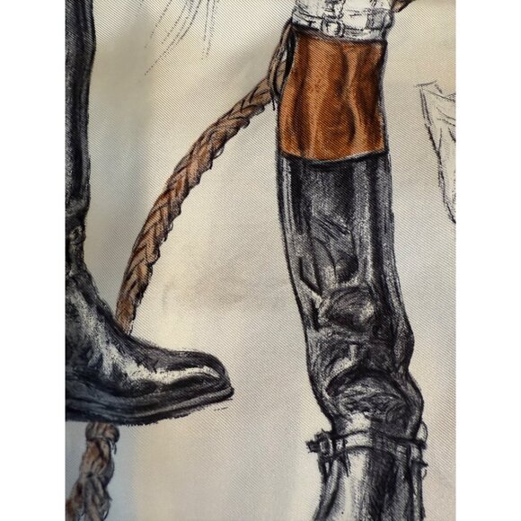VTG Hermès Scarf “Propos de Bottes” Xavier De Poret Equestrian 34" Silk read HTF - Picture 10 of 16